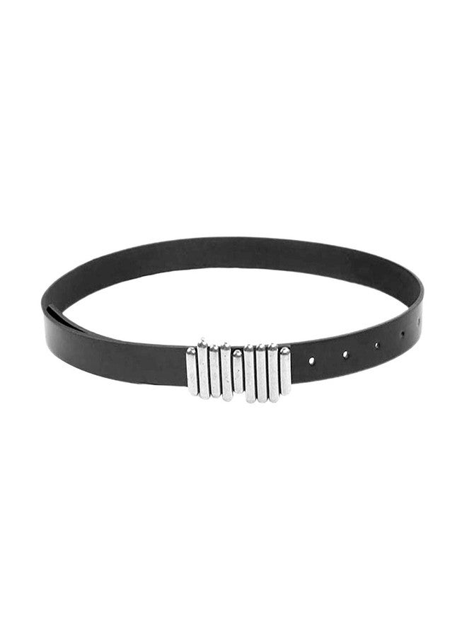 QFSH Skinny PU Leather Belt with Gold/Silver Buckle Lady Fashion Thin Waist Belt for Dress Jean Pant (Silver) - Image 1